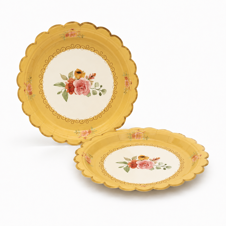 Parttyhub dots & roses pink dessert plates | DRS | Pack 8