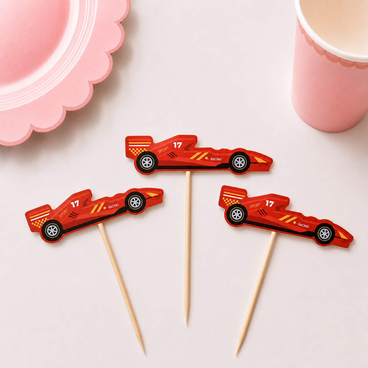 Parttyhub red racecar cupcake topper