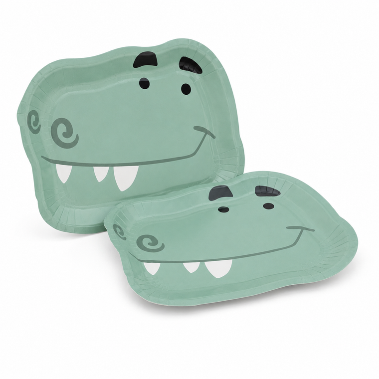 Parttyhub dinosaur face-shaped dinner plates | DF | Pack 8