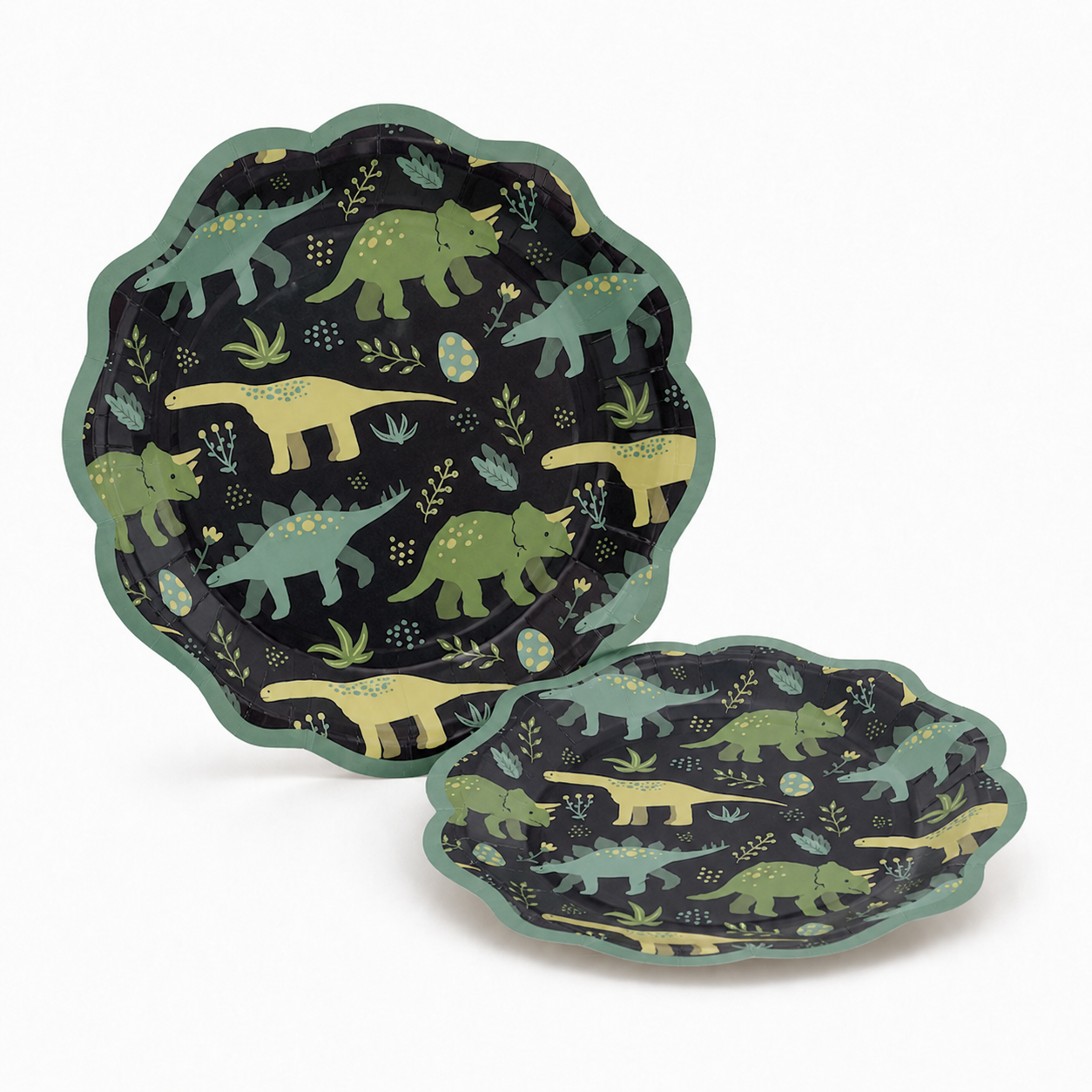 Parttyhub dinosaurs in camouflage party dessert plates | DCAM | Pack 8