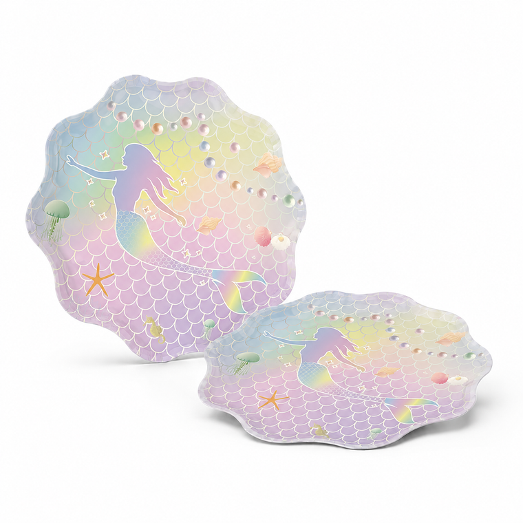 Parttyhub iridescent mermaid dinner plates | MRMID | Pack 8