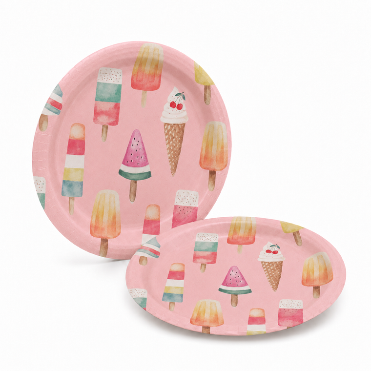 Parttyhub ice cream pink dinner plates | ICR | Pack 8