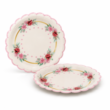 Parttyhub dots & roses pink dessert plates | DRS | Pack 8