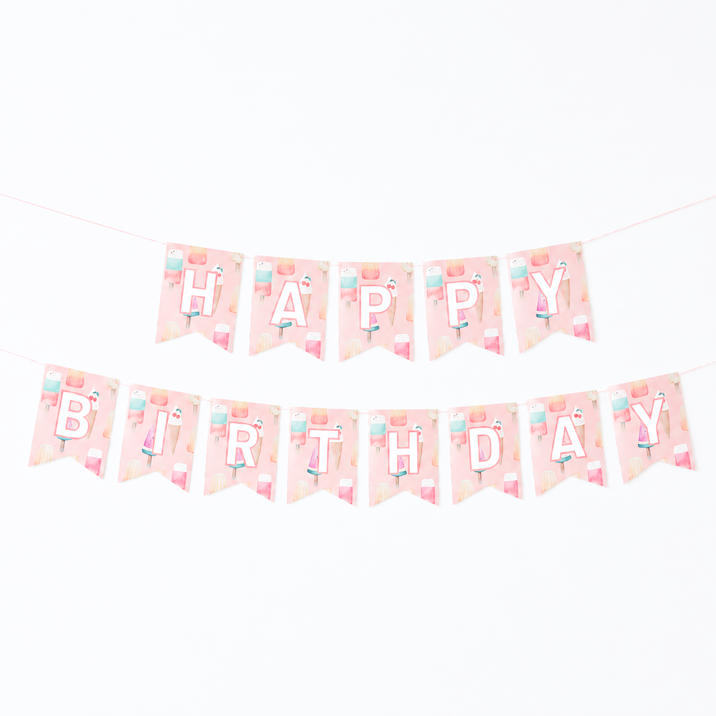 Parttyhub ice cream pink birthday banner | ICR | Pack 1