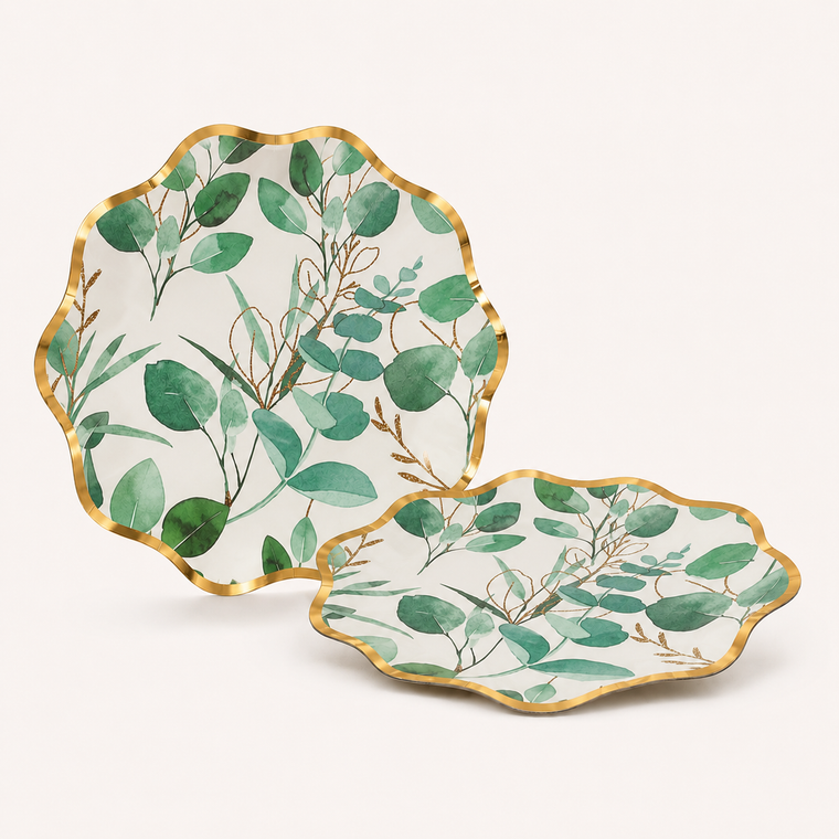 Parttyhub sage leaf dessert plates | SL | Pack 8