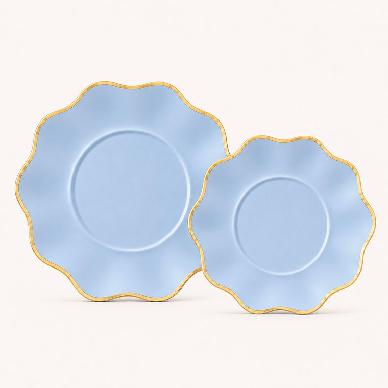 Parttyhub blue gold rim dinner plates | BGR | Pack 8