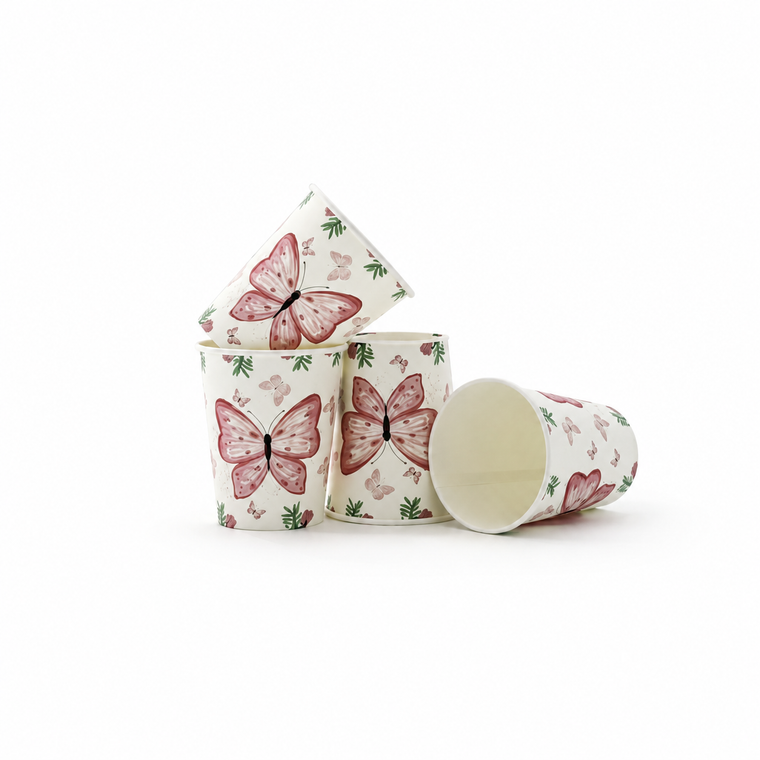 Parttyhub pink butterfly party cups | BFL | Pack 8