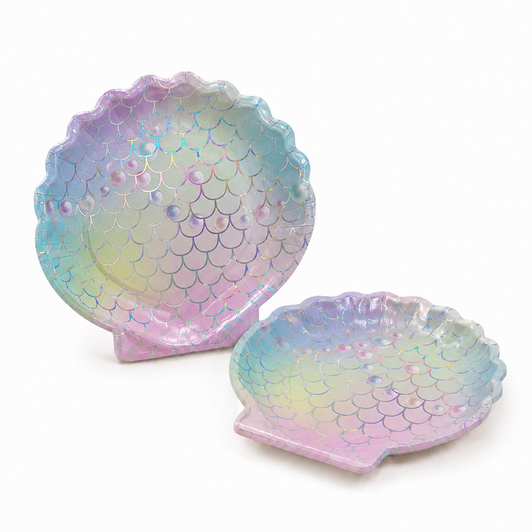 Parttyhub iridescent mermaid dessert plates | MRMID | Pack 8