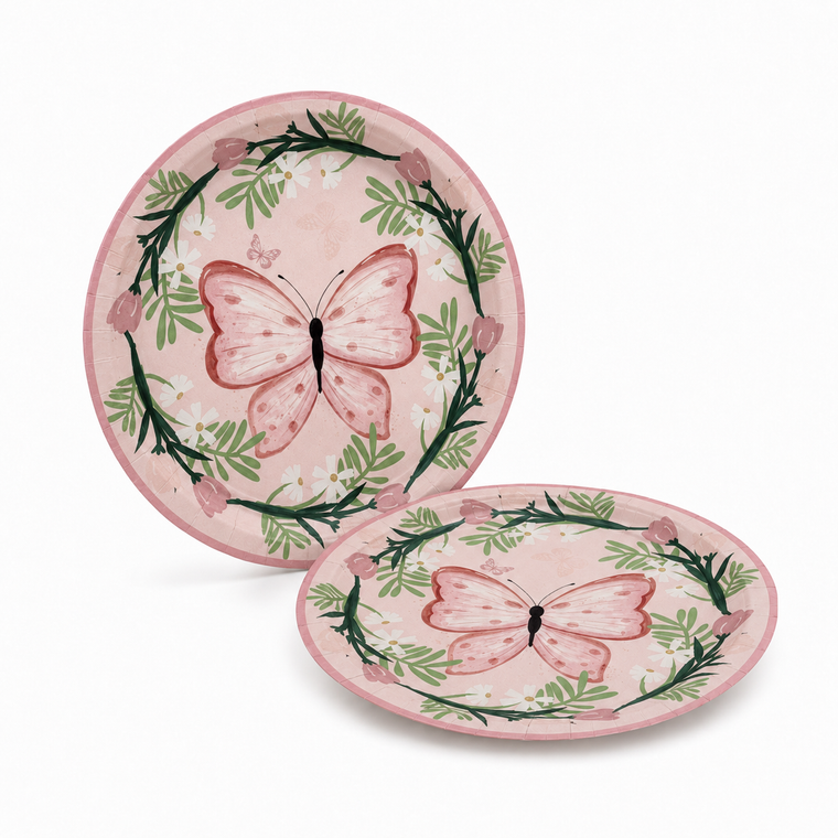 Parttyhub pink butterfly dinner plates | BFL | Pack 8