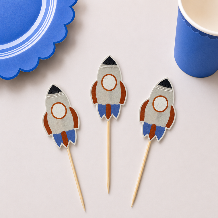 Parttyhub rocket adventure party cupcake topper