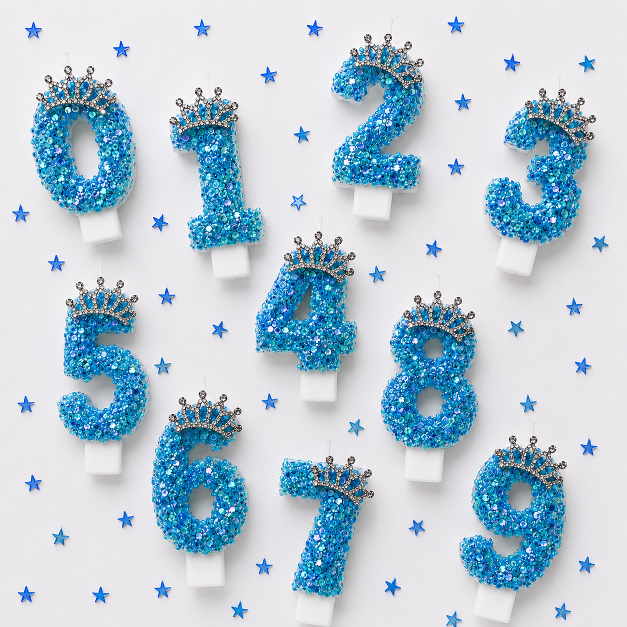 Parttyhub Blue Sparkling Princess Candles | PRNC | Pack 1