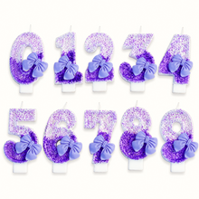 Parttyhub Purple Bow Sparkling Candles | PBSP | Pack 1