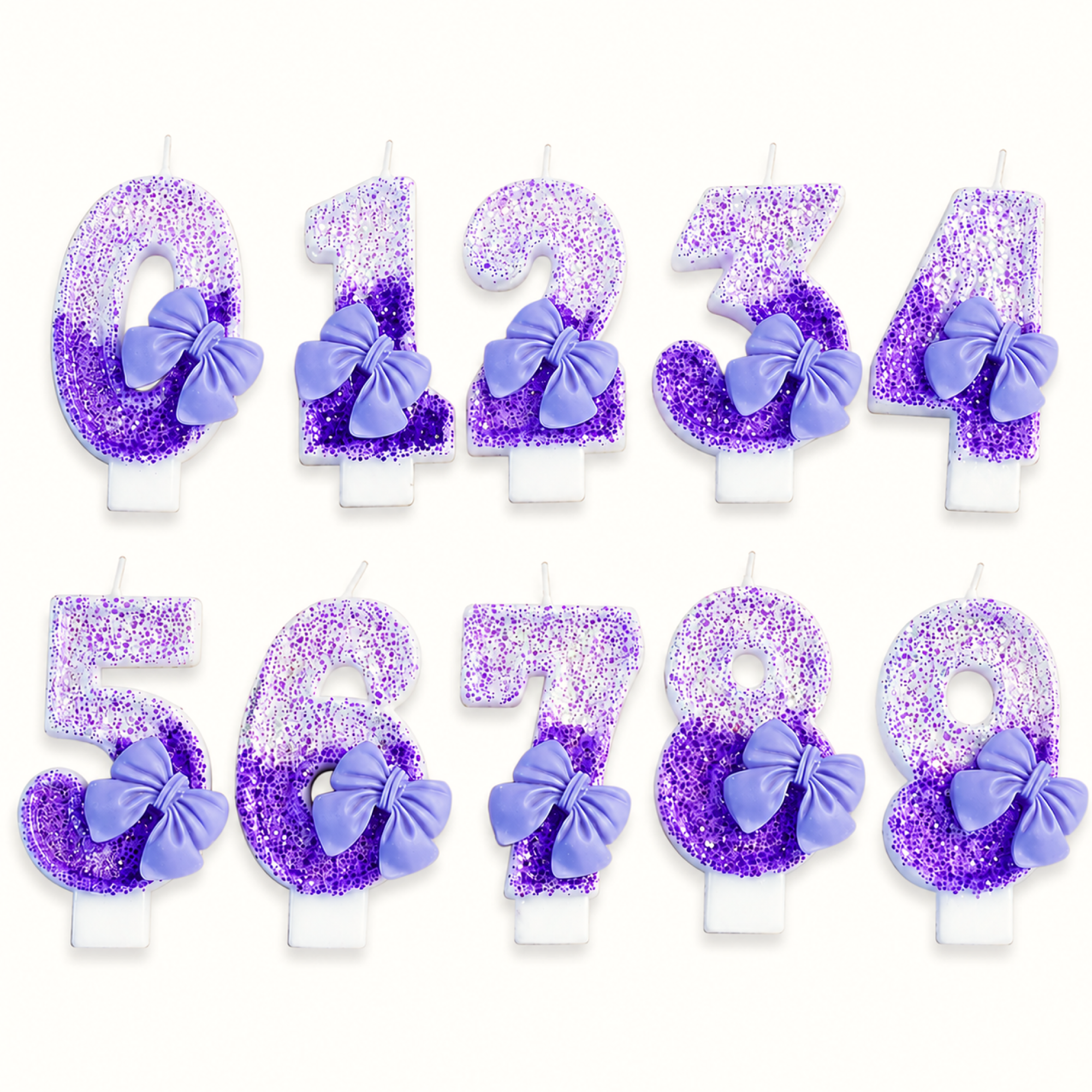 Parttyhub Purple Bow Sparkling Candles | PBSP | Pack 1