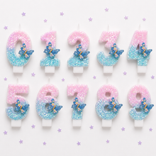 Partyhub Blue Butterflies Glitter Candles | BFL | Pack 1
