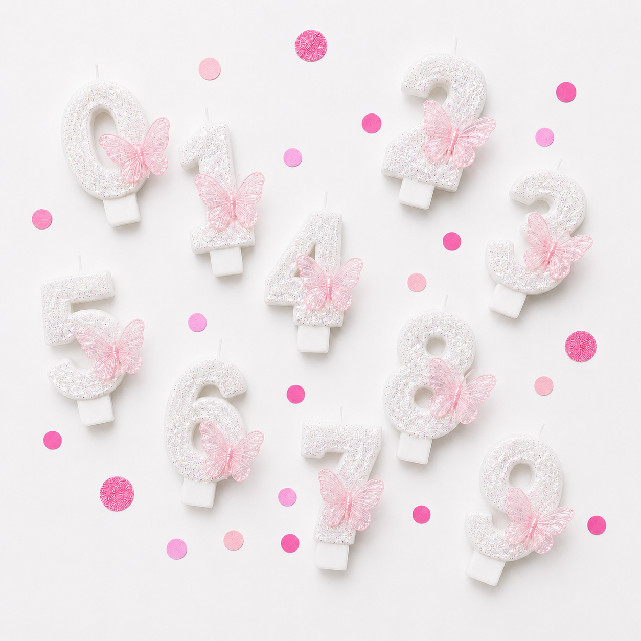 Parttyhub White Fairy Candles With Butterflies | BFL | Pack 1