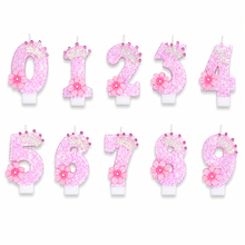 Parttyhub Pink Floral Glitter Candles | BPF | Pack 1