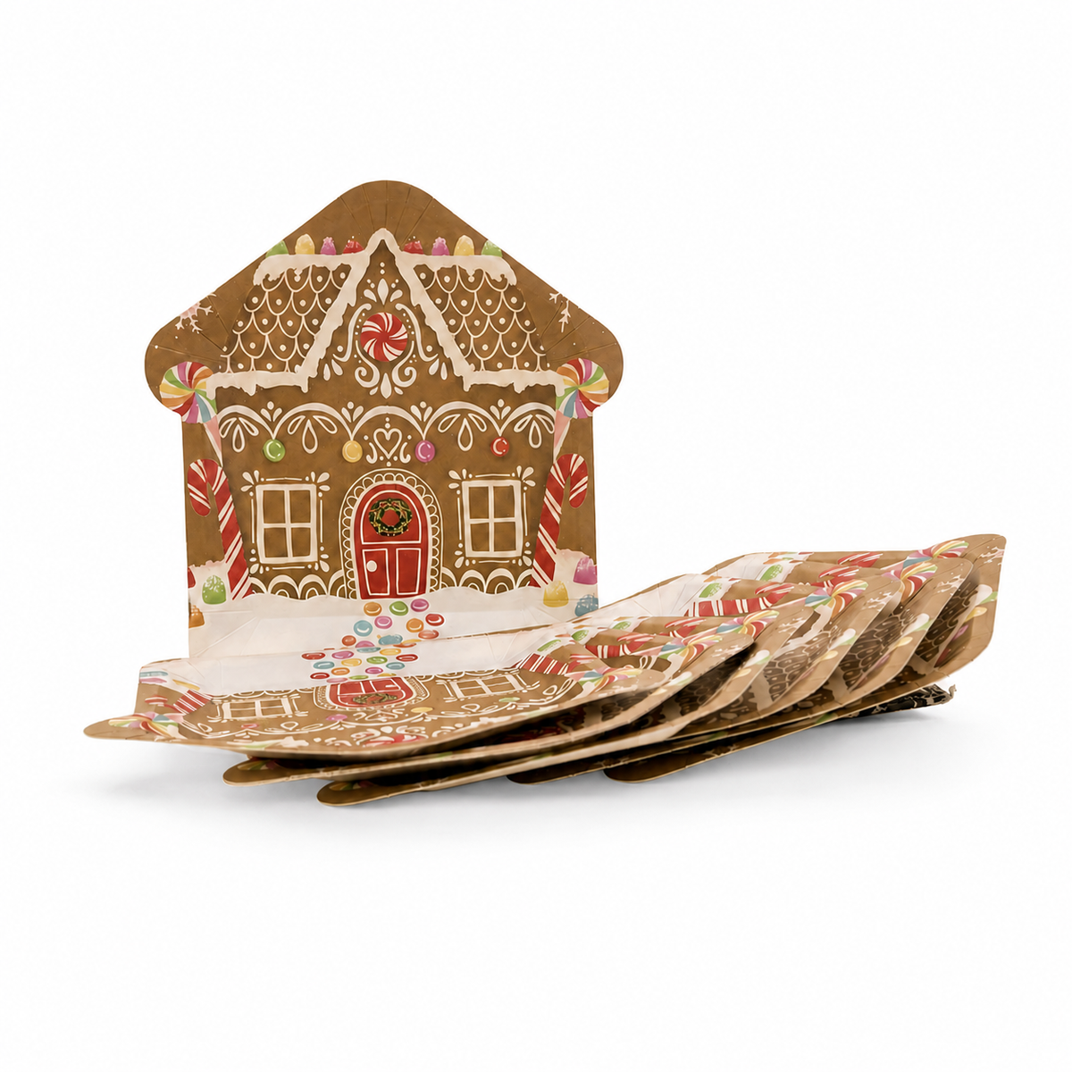 PARTTYHUB Gingerbread House Christmas Dinner Plates – Pack of 8