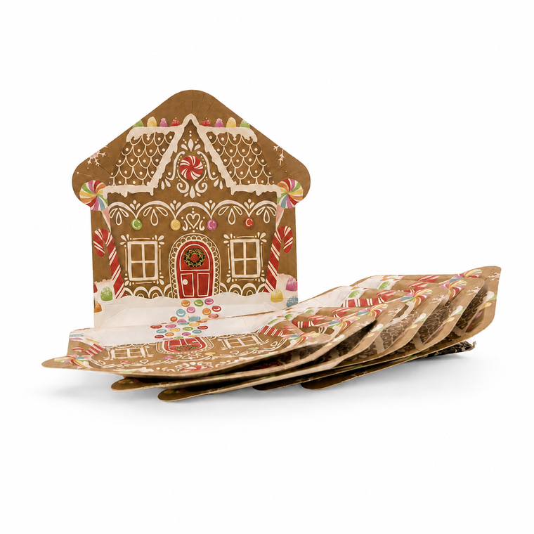 PARTTYHUB Gingerbread House Christmas Dinner Plates – Pack of 8