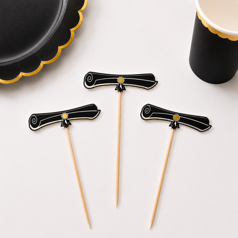 Parttyhub graduation scroll cupcake toppers