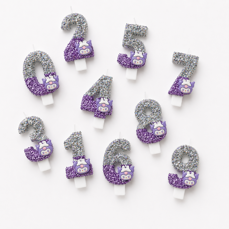 Parttyhub Hello Kitty Sanrio White and Purple Candles | KTY | Pack 1