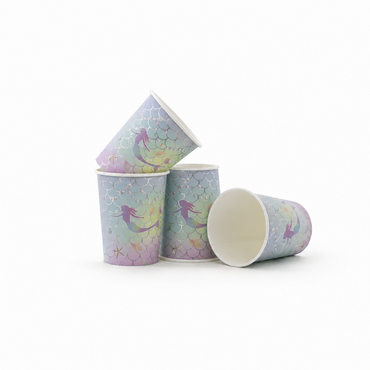 Parttyhub iridescent mermaid party cups | MRMID | Pack 8