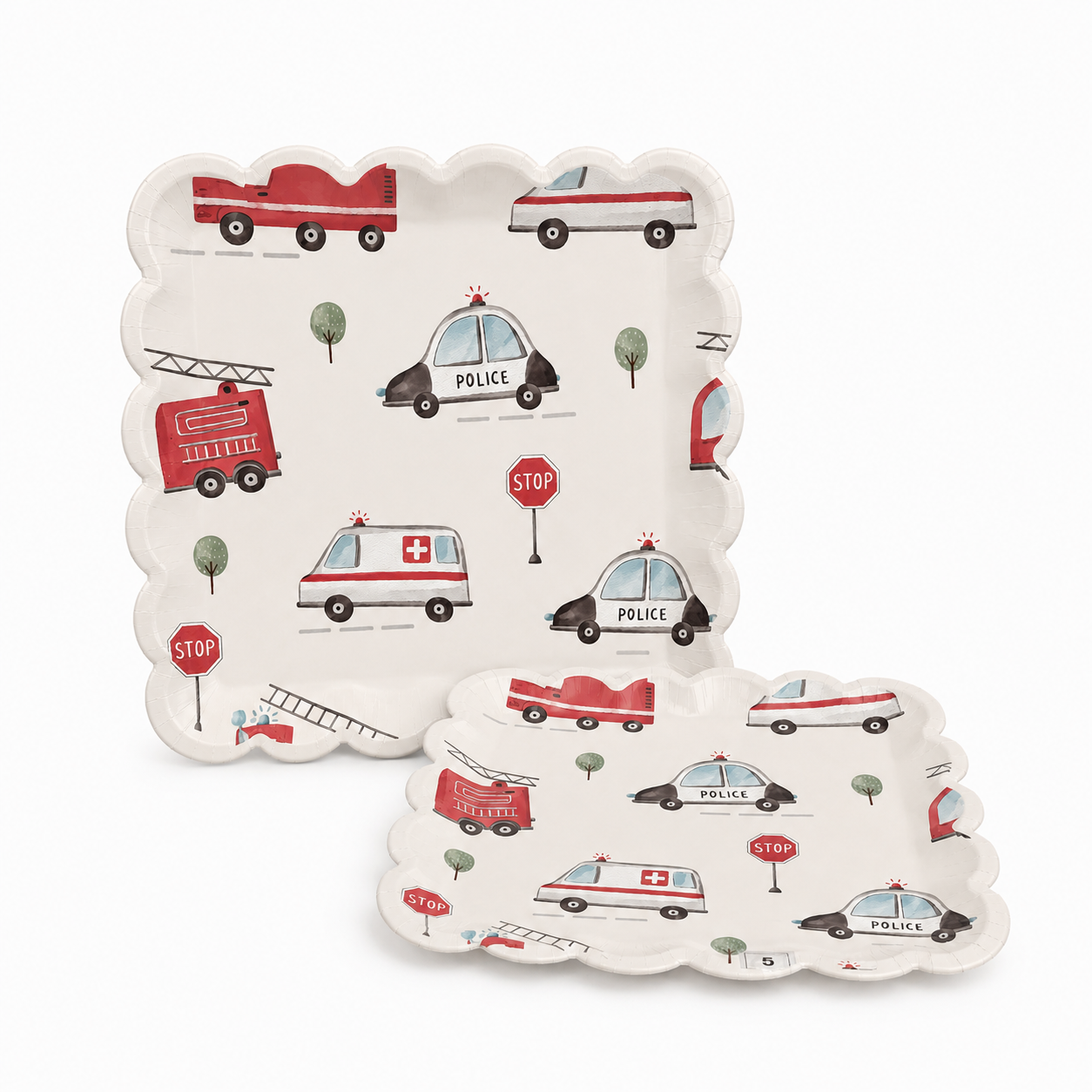 Parttyhub police car theme party plates | PC | Pack 8