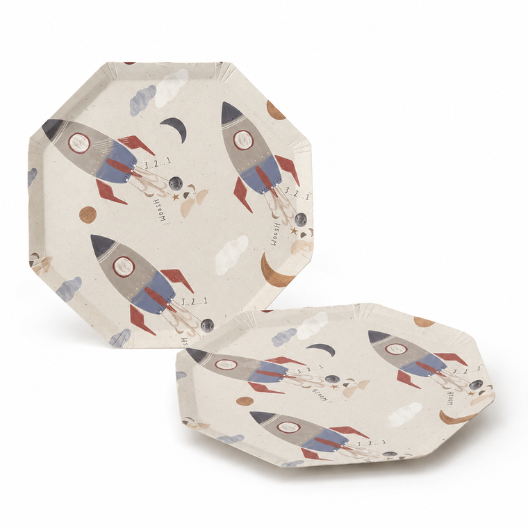 Parttyhub rocket adventure theme dinner plates | RKTA | Pack 8