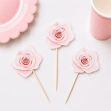 Parttyhub soft pink rose cupcake topper