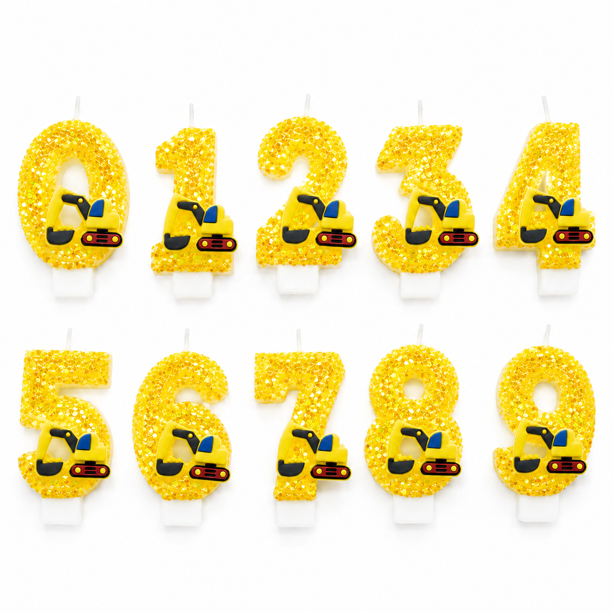 Parttyhub Yellow Excavator Truck Cartoon Candles | YETC | Pack 1