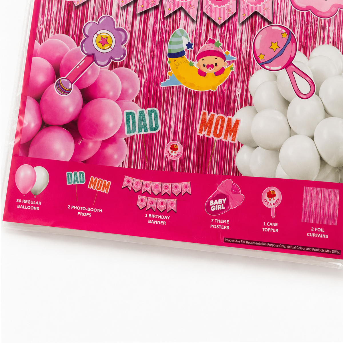 PARTTYHUB WELCOME BABY GIRL' PINK DECOR KIT | WBG | PACK 1