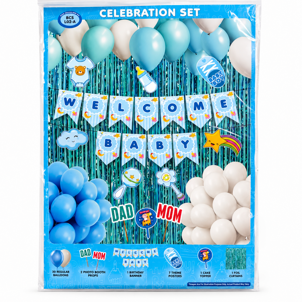 PARTTYHUB WELCOME BABY BOY' BLUE DECOR KIT | WBB | PACK 1