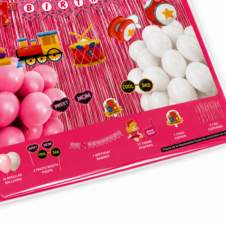 PARTTYHUB I AM ONE' FIRST BIRTHDAY PINK DECOR KIT | IAM | PACK 1