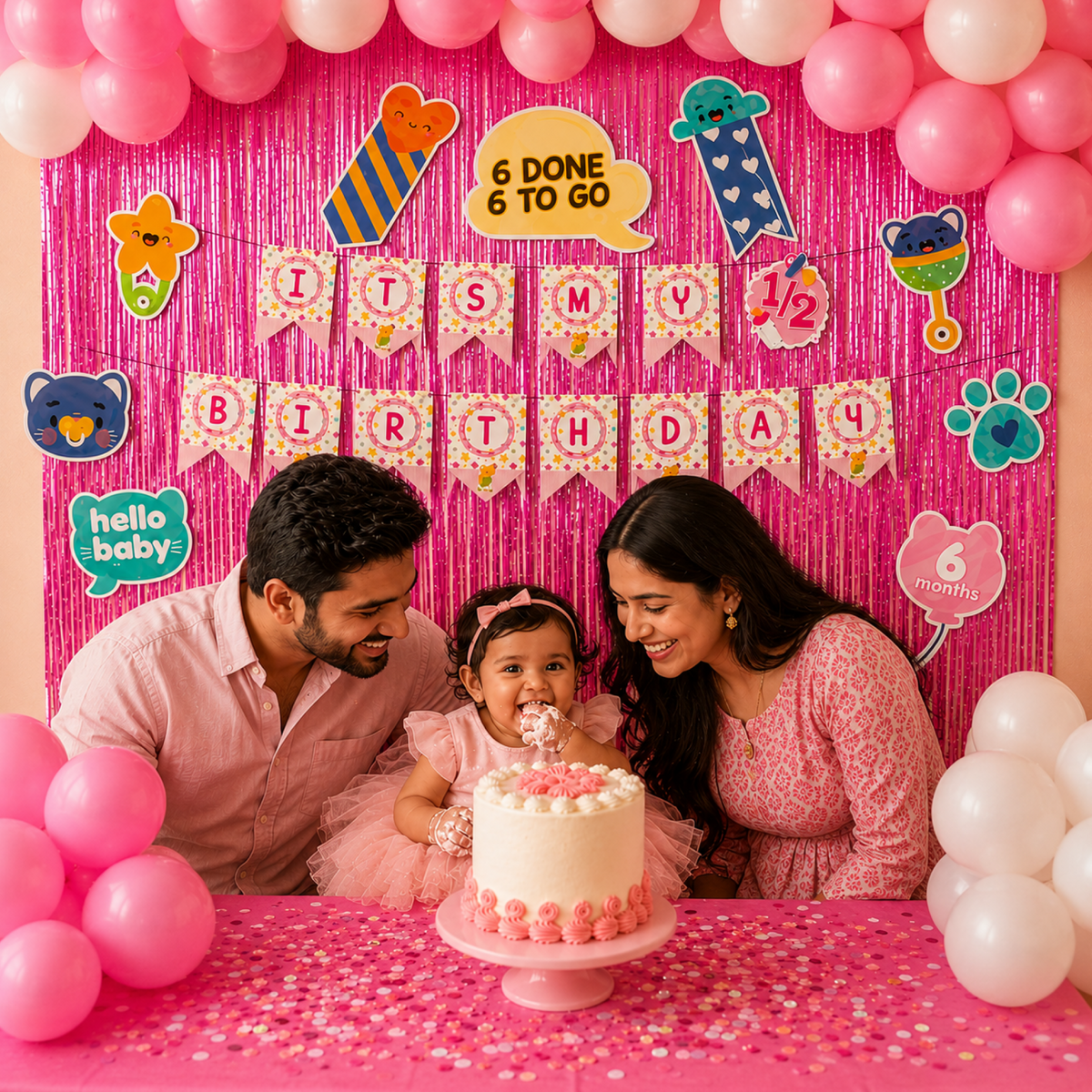 PARTTYHUB GIRL'S HALF BIRTHDAY BASH DECOR KIT | GSH | PACK 1