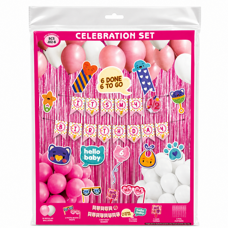 PARTTYHUB GIRL'S HALF BIRTHDAY BASH DECOR KIT | GSH | PACK 1