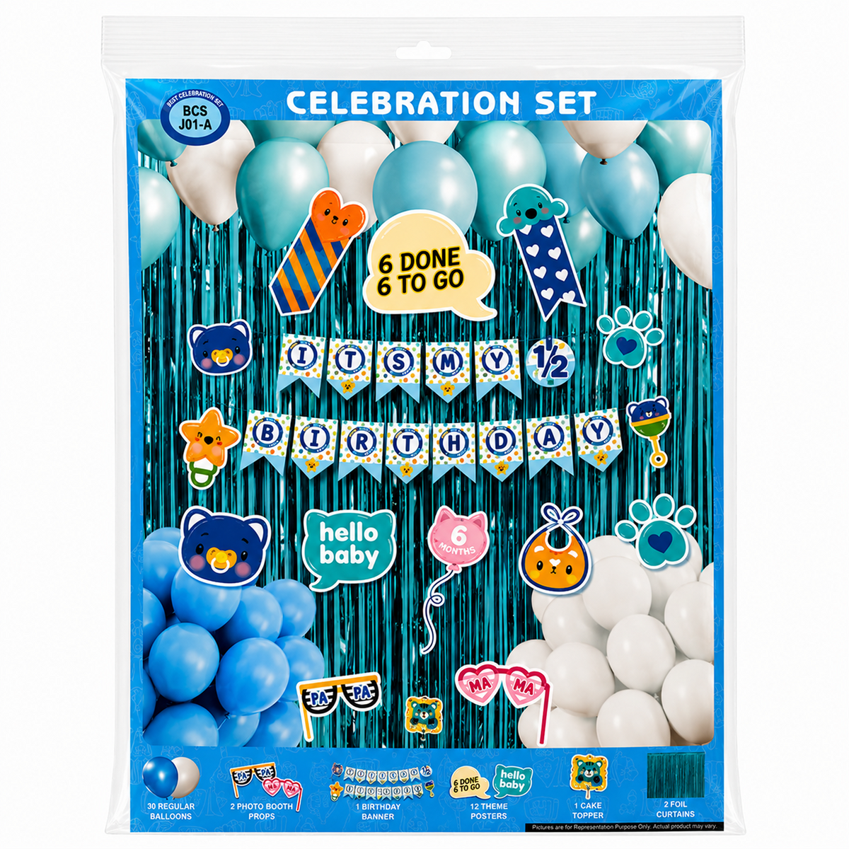 PARTTYHUB BOY'S HALF BIRTHDAY BASH DECOR KIT | BOY | PACK 1