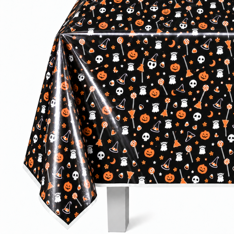 PARTTYHUB SKULLS & JACK'O LANTERNS HALLOWEEN TABLECLOTH | SJO | PACK 1