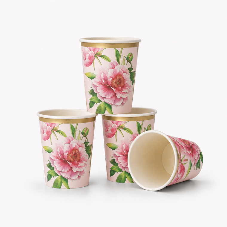 Parttyhub floral garden party cups | FG | Pack 8