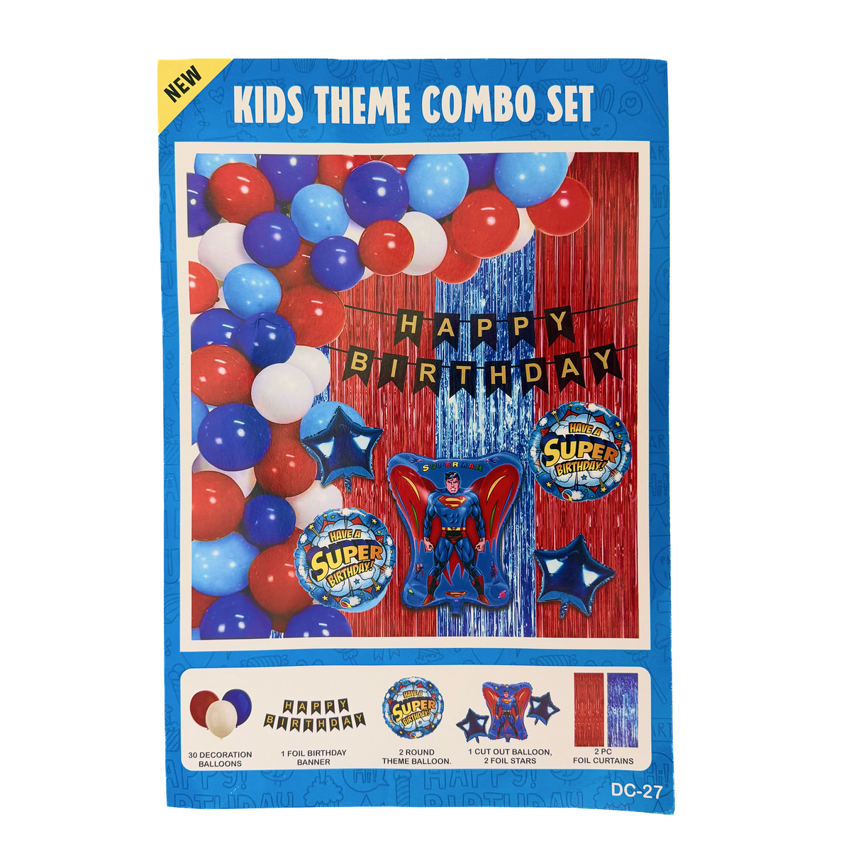 PARTTYHUB SUPERMAN THEMED BIRTHDAY PARTY DECOR KIT | SUP | PACK 1