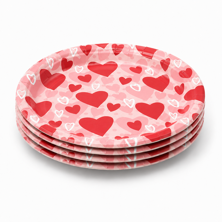 Parttyhub red hearts dessert plates | RH | Pack 8