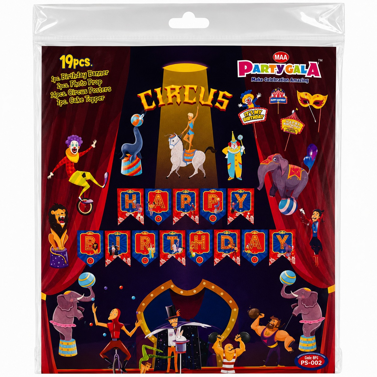 PARTTYHUB CIRCUS THEMED BIRTHDAY PARTY DECOR SET | CIR | PACK 1