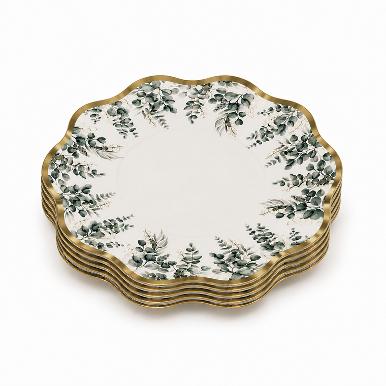 Parttyhub sage leaf dinner plates | SL | Pack 8