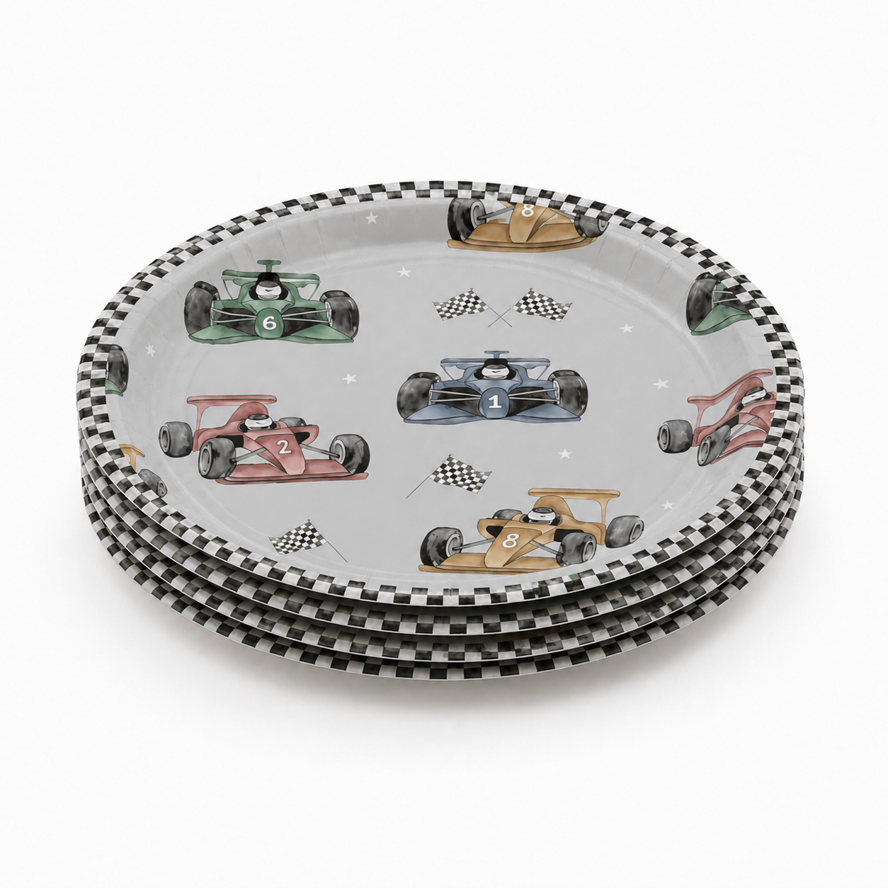 Parttyhub race cars party plates | RC | Pack 8