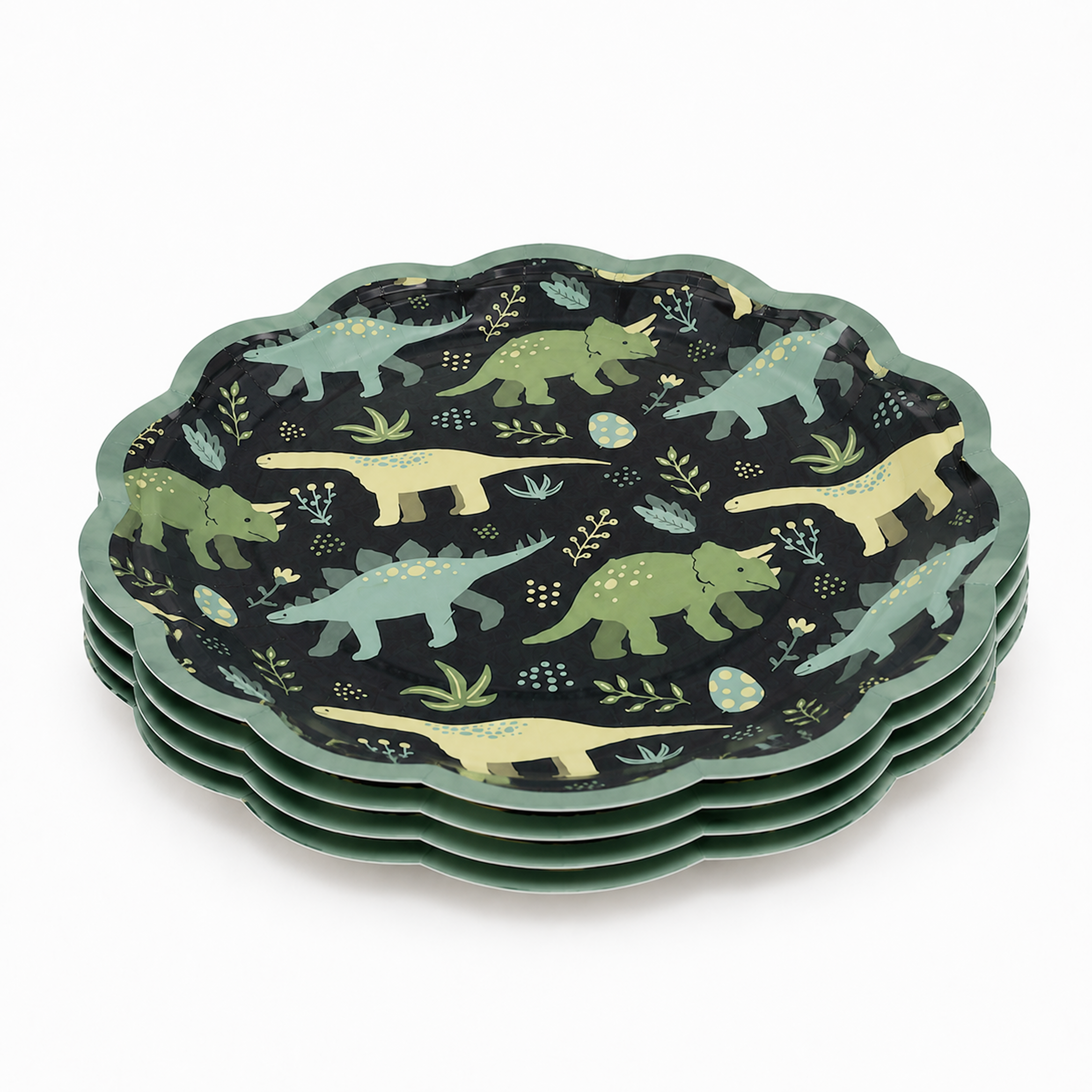 Parttyhub dinosaurs in camouflage party dessert plates | DCAM | Pack 8