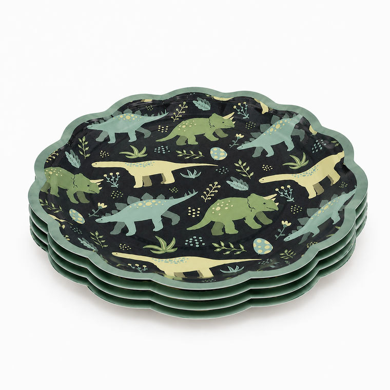 Parttyhub dinosaurs in camouflage party dessert plates | DCAM | Pack 8