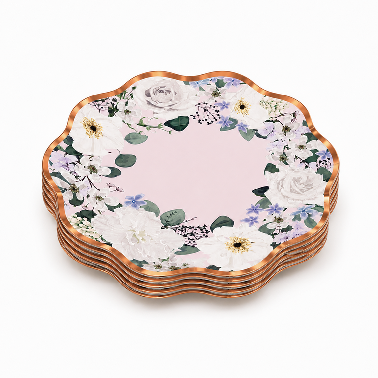 Parttyhub blush roses dessert plates | BBN | Pack 8