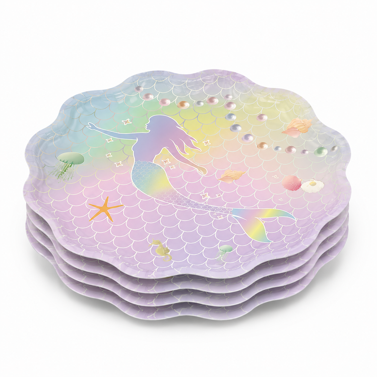 Parttyhub iridescent mermaid dinner plates | MRMID | Pack 8