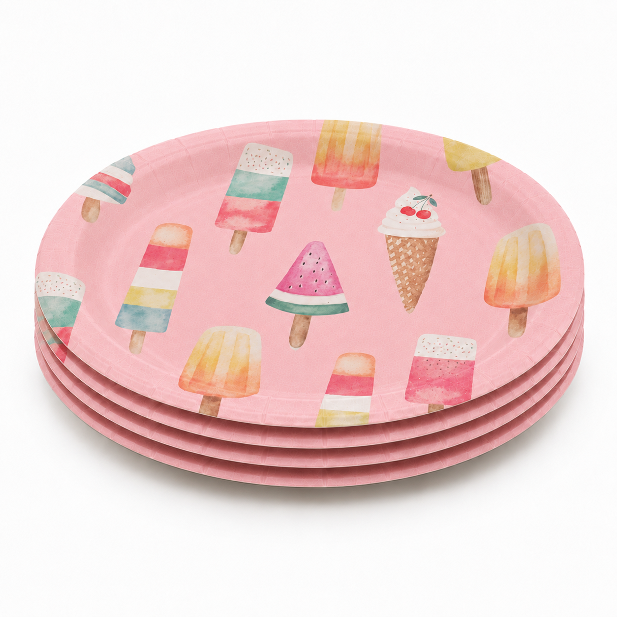 Parttyhub ice cream pink dinner plates | ICR | Pack 8