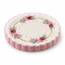 Parttyhub dots & roses pink dessert plates | DRS | Pack 8