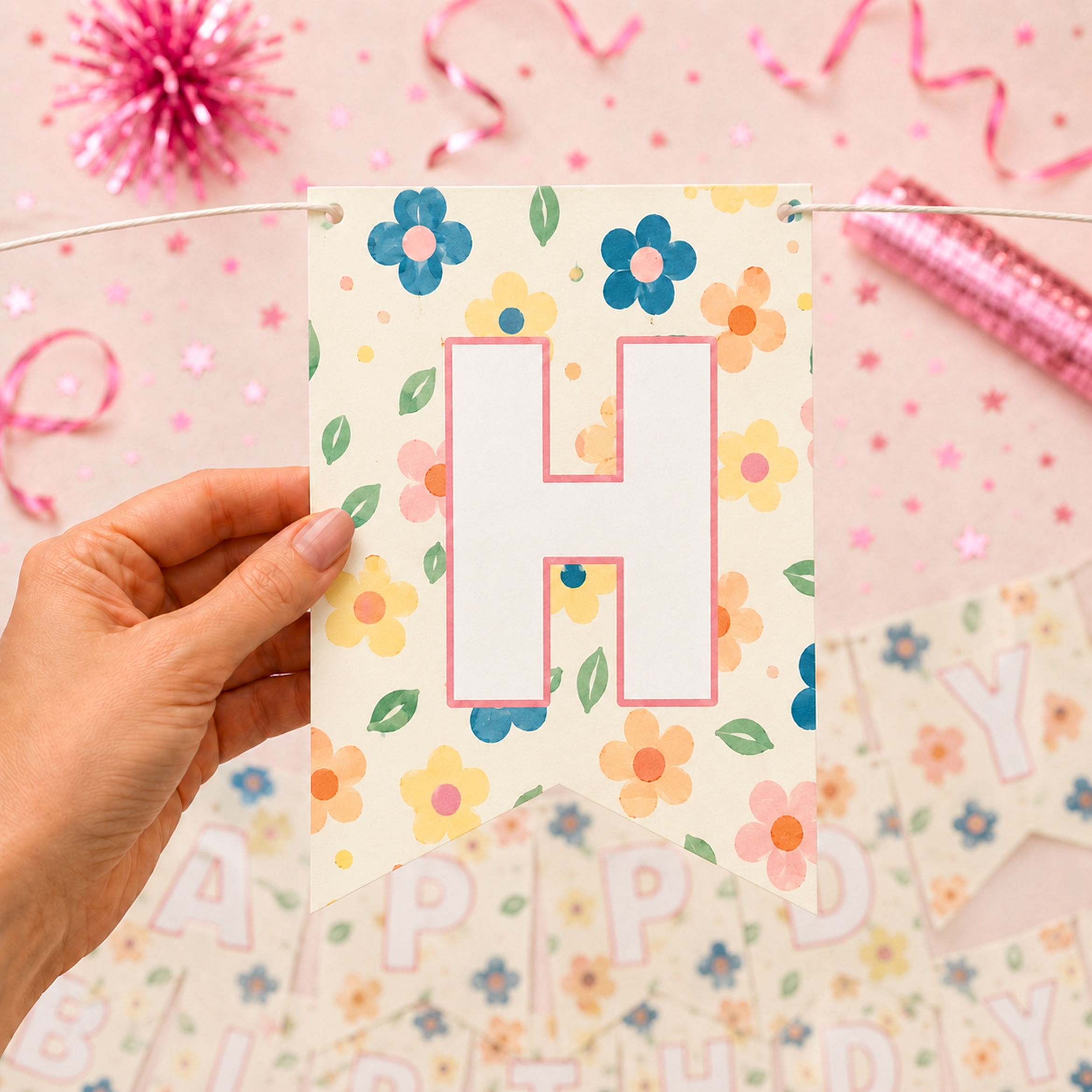 Parttyhub pastel floral birthday banner | PFLW | Pack 1