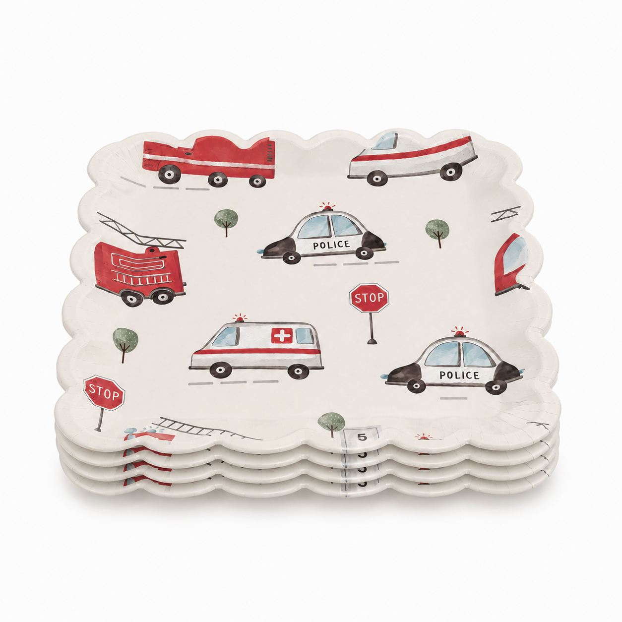 Parttyhub police car theme party plates | PC | Pack 8